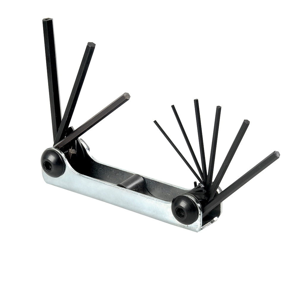 Juego de llaves hexagonales tipo navaja en pulgadas .050" a 3/16" estuche metálico, 9 pz Urrea