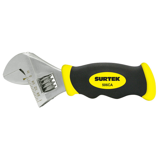 Paquete de 6 piezas de Llave ajustable cromada corta con mango grip 6" Surtek