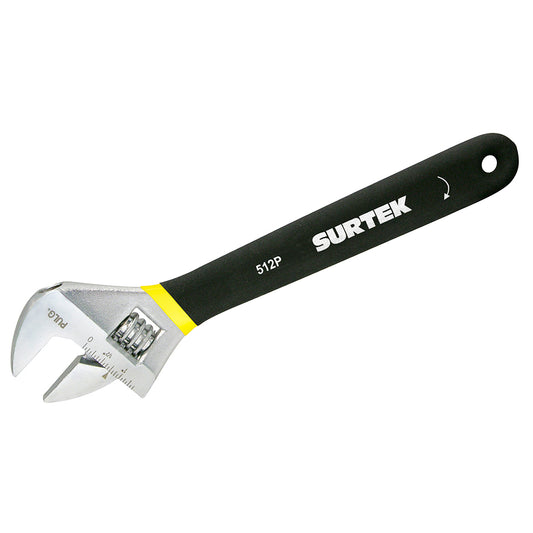 Paquete de 6 piezas de Llave ajustable cromada con mango grip de plastisol 12" Surtek