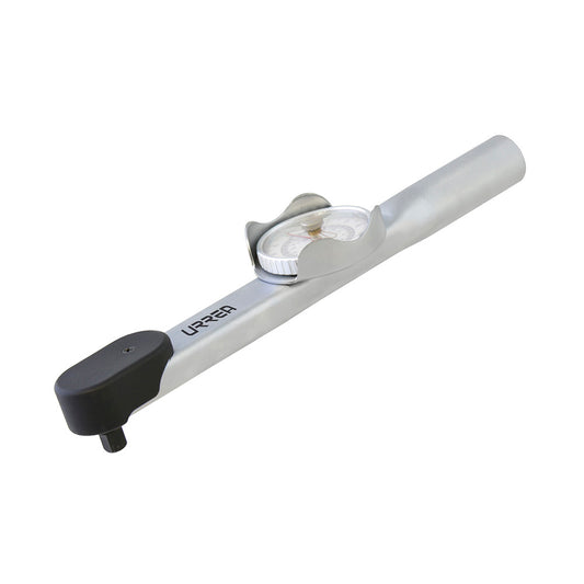 Torquímetro de carátula con cuerpo de aluminio cuadro de 3/8", 30-150 in-lb Urrea