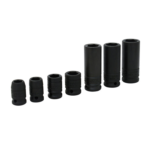 Juego de dados de impacto combinados cuadro de 1/2", 6 puntas, en pulgadas, 7 piezas Urrea