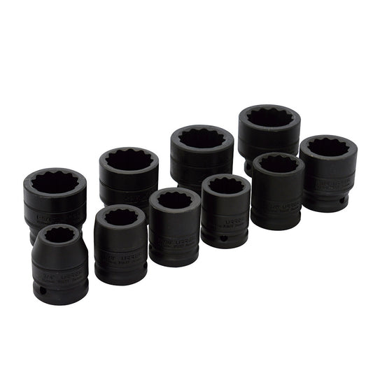 Juego de dados de impacto cuadro de 3/4", 12 puntas, en pulgadas, 10 piezas Urrea