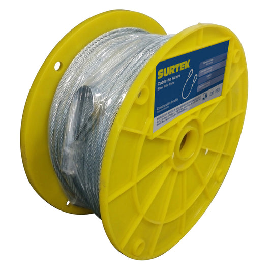 Cable de acero con guardacabo 1/16" x 76 m construcción de 7 x 7 Surtek