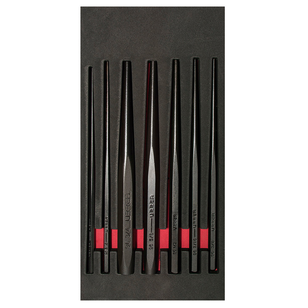 Juego de punzones guía botador largo, 7 piezas Urrea