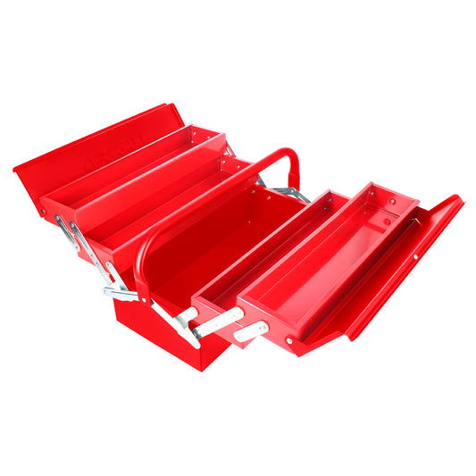 Caja portaherramientas metálica tipo acordeón roja 7" x 16" x 8" Urrea