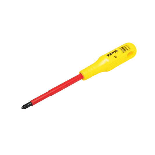 Paquete de 6 piezas de Destornillador con mango amarillo dieléctrico, punta Phillips 1000 V #1 x 3" Surtek