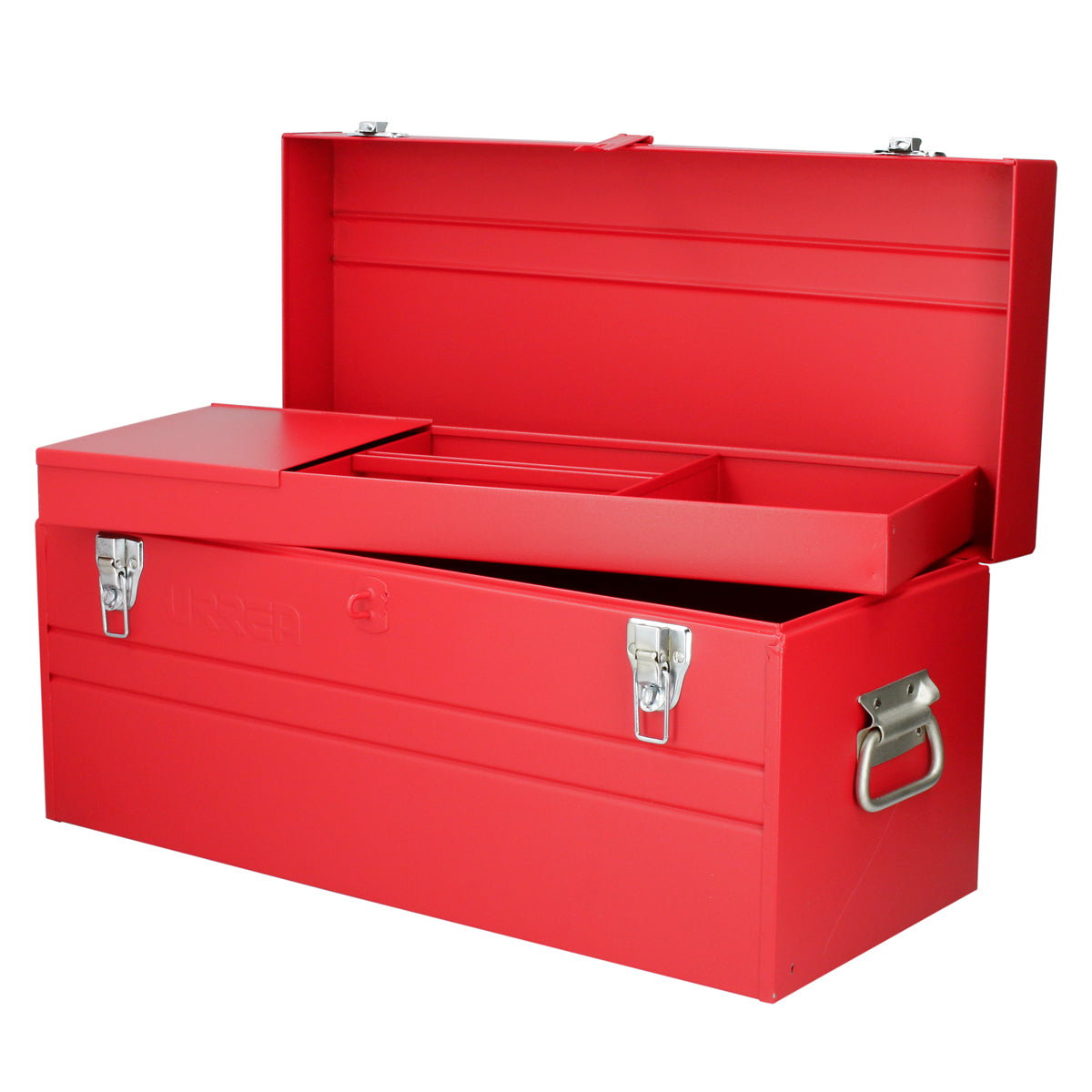 Caja portaherramientas metálica color rojo 23" x 10" x 11" Urrea