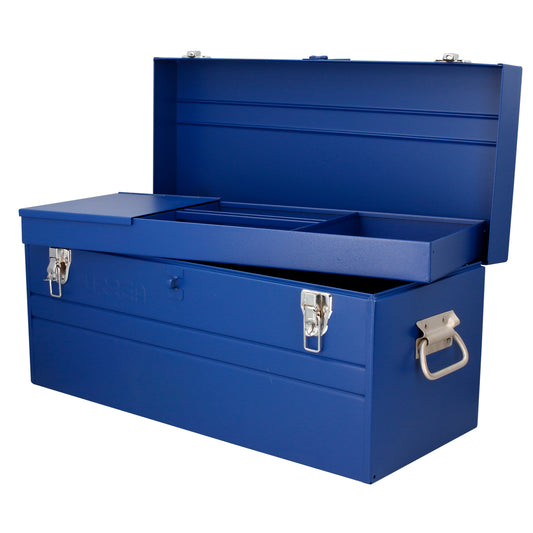 Caja portaherramientas metálica color azul 23" x 10" x 11" Urrea