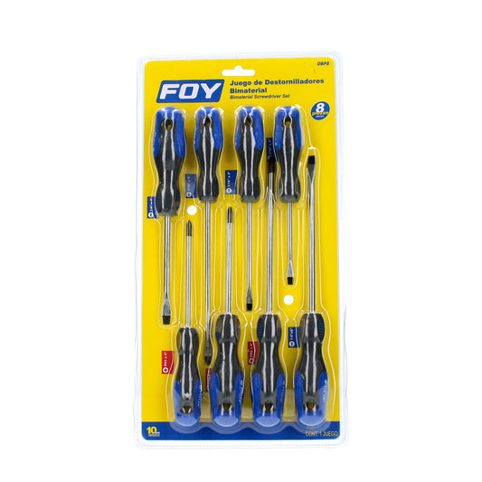 Juego de destornilladores con mango bimaterial combinados, 8 piezas Foy