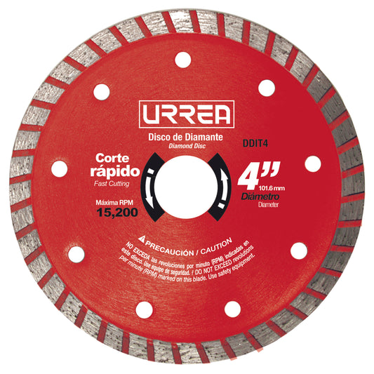 Disco de diamante turbo, 4" Urrea