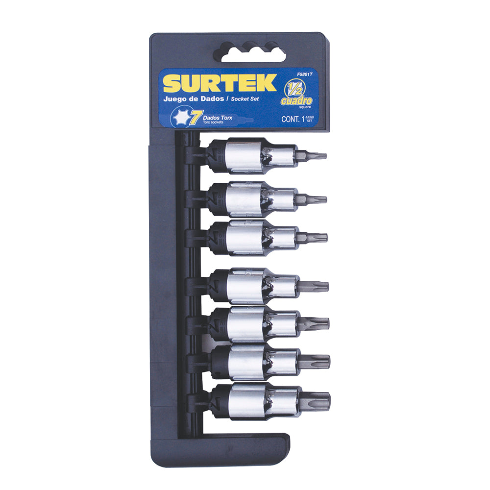 Juego de dados con punta Torx cuadro de 1/2", 7 piezas Surtek