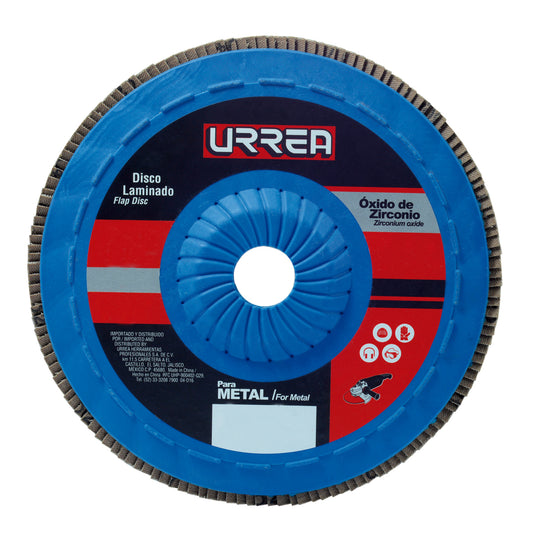 Paquete de 10 piezas de Disco laminado tipo 27 grano 40 con respaldo plástico, 4-1/2" Urrea