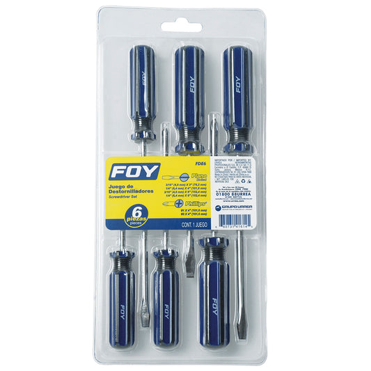 Paquete de 6 piezas de Juego de destornilladores con mango de PVC combinados, 6 piezas Foy