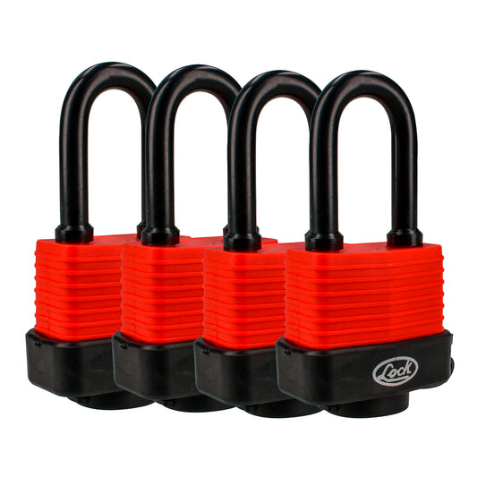 Juego de candados impermeables largos 40 mm, llave estándar, 4 piezas Lock