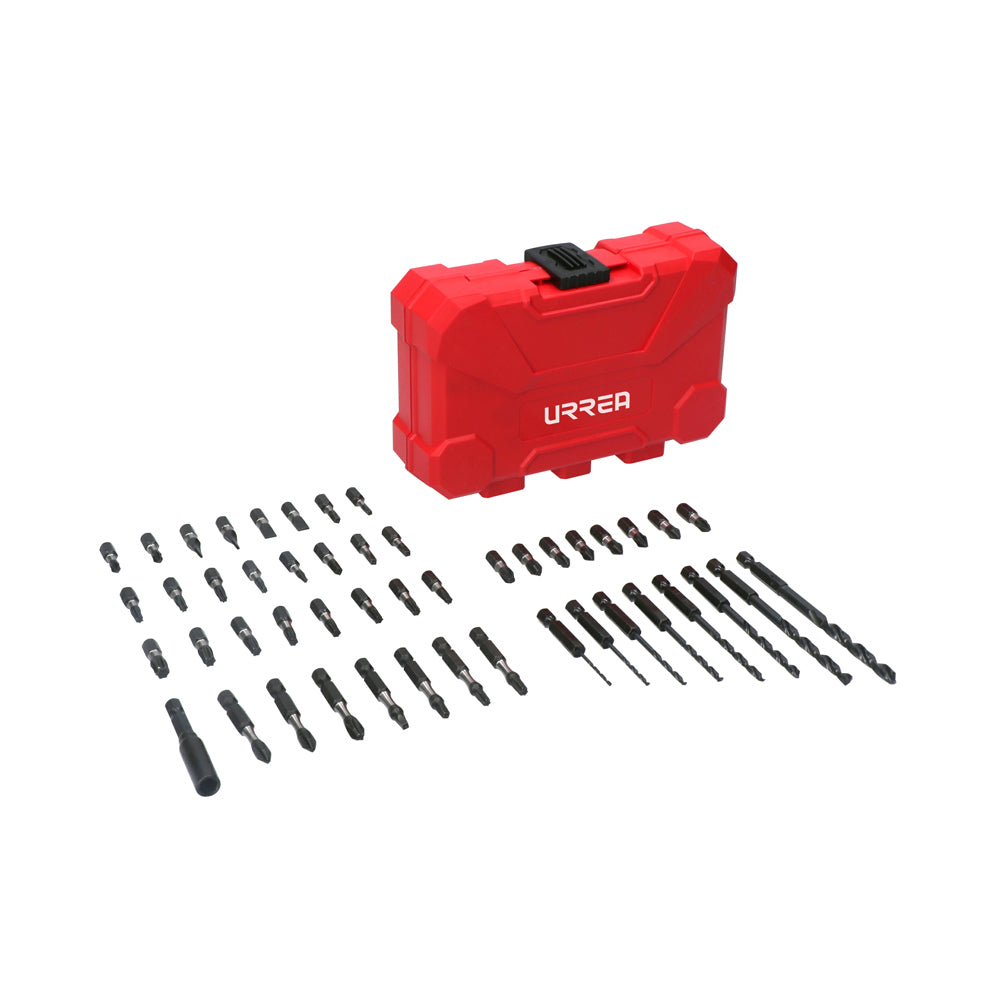 Juego de puntas y accesorios con sistema de amortiguación de impacto, 48 piezas Urrea