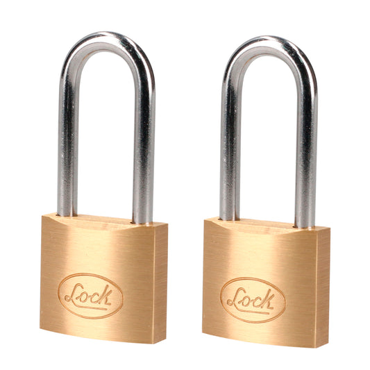 Juego de candados de latón largos 25 mm, llave estándar, 2 piezas Lock