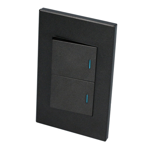 Paquete de 10 piezas de Placa 2 Interruptor 1/2, línea Premium, color negro Surtek