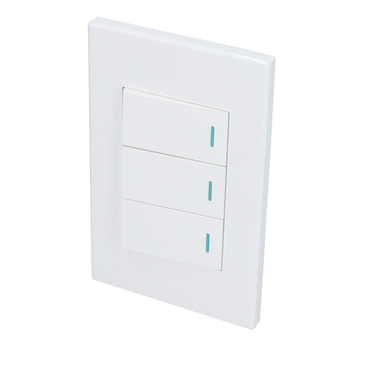 Paquete de 10 piezas de Placa 3 Interruptor 1/3, línea Premium, color blanco Surtek