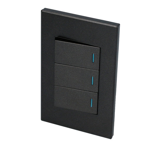 Paquete de 10 piezas de Placa 3 Interruptor 1/3, línea Premium, color negro Surtek