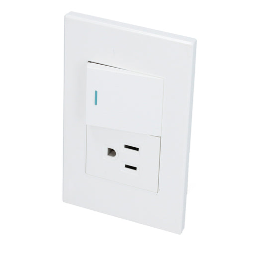 Paquete de 10 piezas de Placa 1 Interruptor 1 contacto 1/2, línea Premium, color blanco Surtek