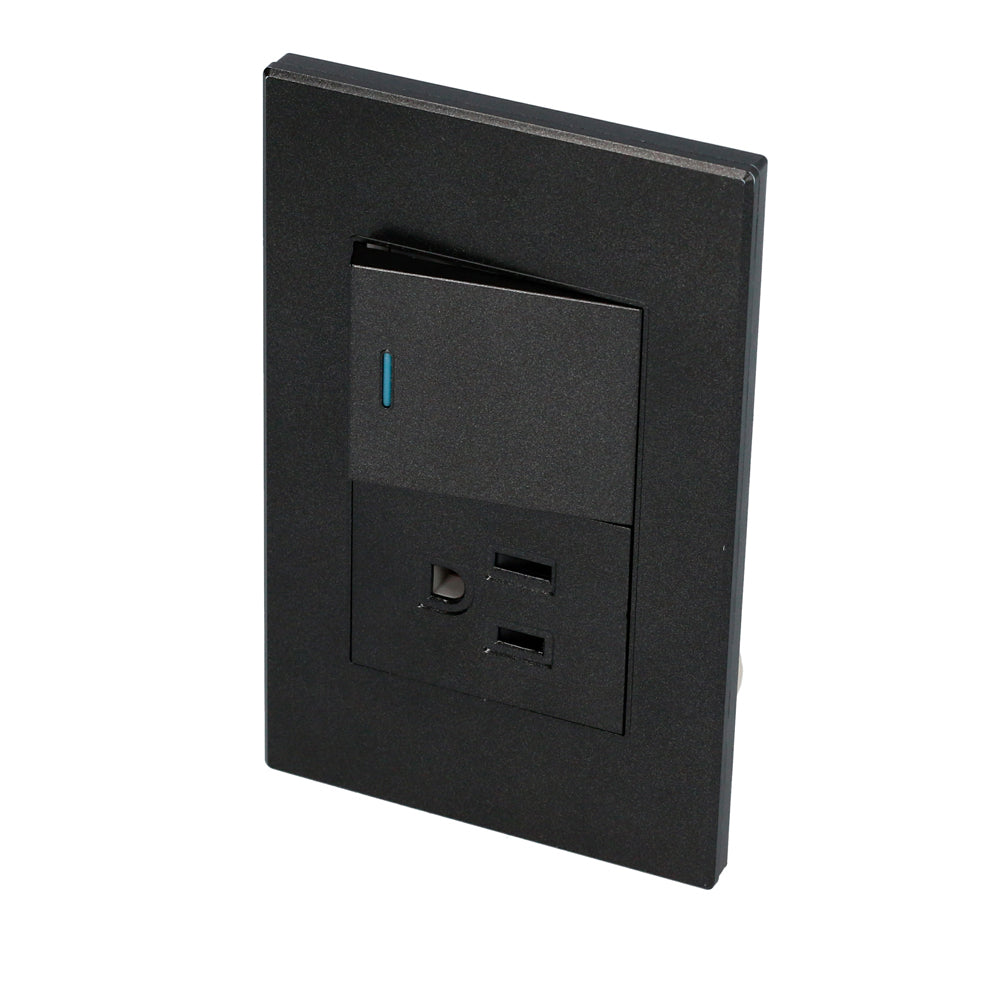 Paquete de 10 piezas de Placa 1 Interruptor 1 contacto 1/2, línea Premium, color negro Surtek
