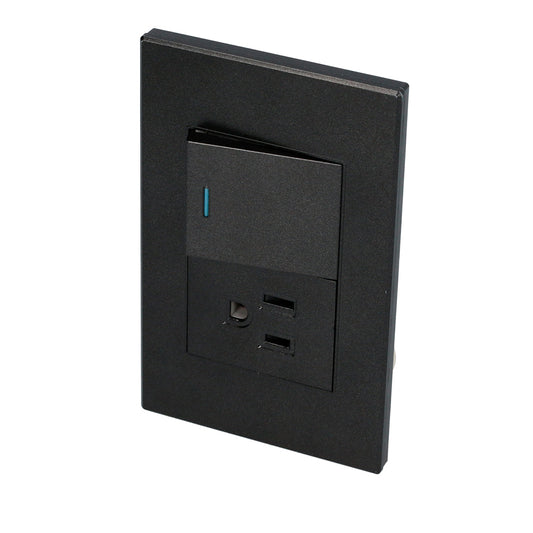 Paquete de 10 piezas de Placa 1 Interruptor 1 contacto 1/2, línea Premium, color negro Surtek