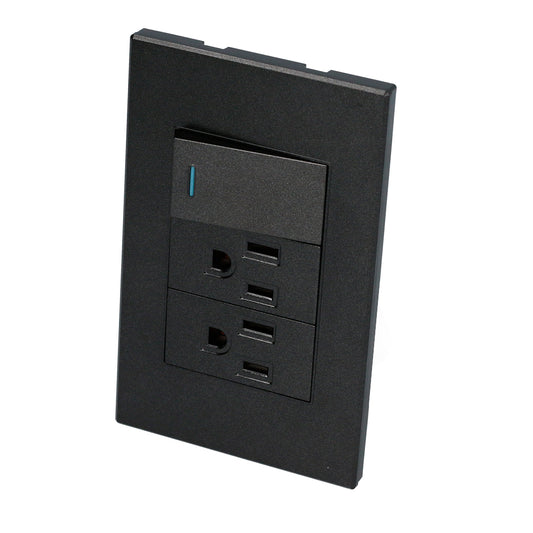 Paquete de 10 piezas de Placa 1 Interruptor 2 contactos 1/3, línea Premium, color negro Surtek
