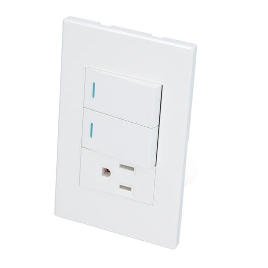 Paquete de 10 piezas de Placa 2 Interruptor 1 contacto 1/3, línea Premium, color blanco Surtek