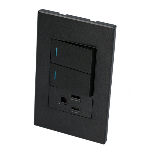 Paquete de 10 piezas de Placa 2 Interruptor 1 contacto 1/3, línea Premium, color negro Surtek