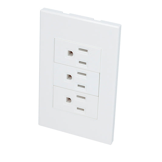 Paquete de 10 piezas de Placa 3 contactos 1/3, línea Premium, color blanco Surtek