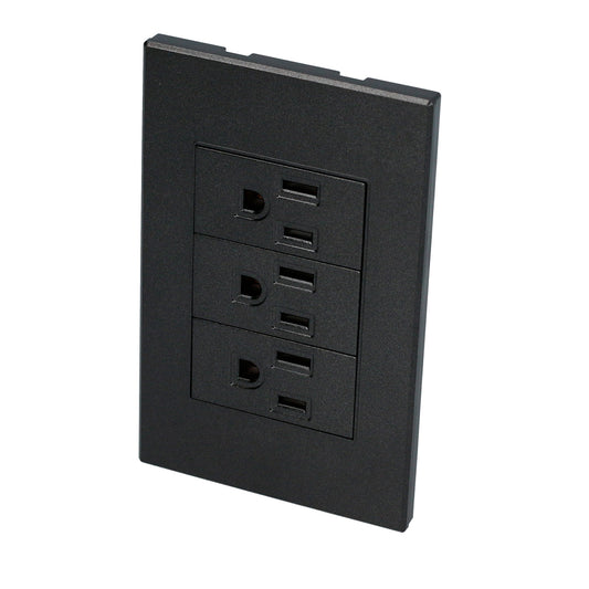 Paquete de 10 piezas de Placa 3 contactos 1/3, línea Premium, color negro Surtek