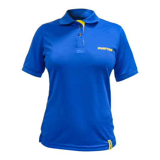 Playera tipo polo dry fit para dama color azul talla G Surtek