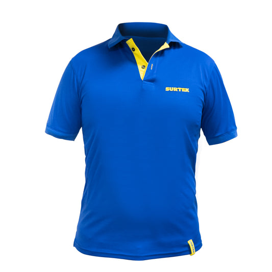 Playera tipo polo dry fit para caballero color azul talla G Surtek