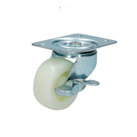 Rodaja de polipropileno blanca giratoria con freno 2-1/2" Surtek