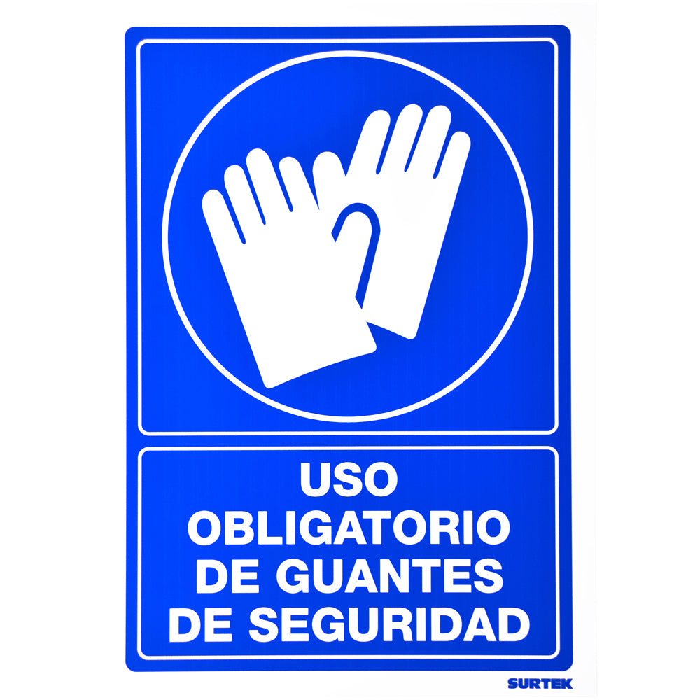 Paquete de 3 piezas de Señal "Uso obligatorio de guantes de seguridad" Surtek