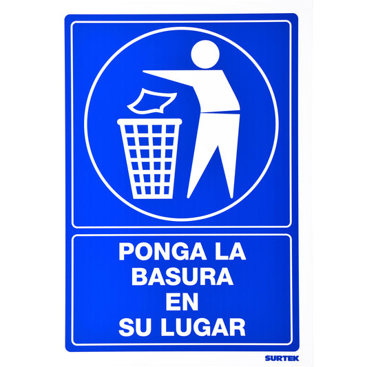 Paquete de 3 piezas de Señal "Ponga la basura en su lugar" Surtek