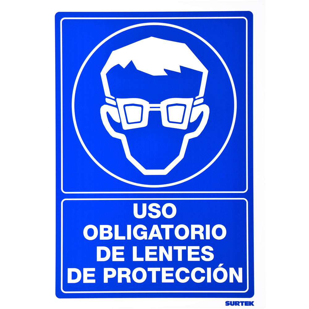 Paquete de 3 piezas de Señal "Uso obligatorio de lentes de protección" Surtek