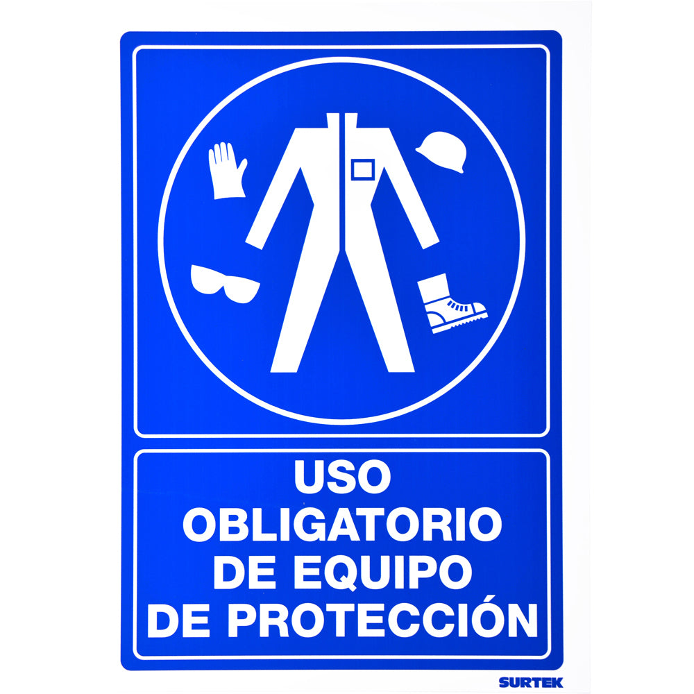 Paquete de 3 piezas de Señal "Uso obligatorio de equipo de protección" Surtek