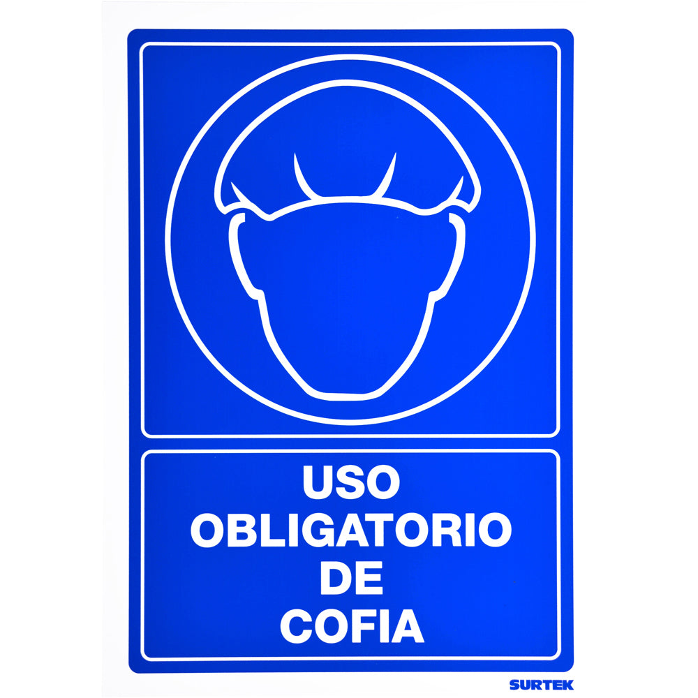 Paquete de 3 piezas de Señal "Uso obligatorio de cofia" Surtek