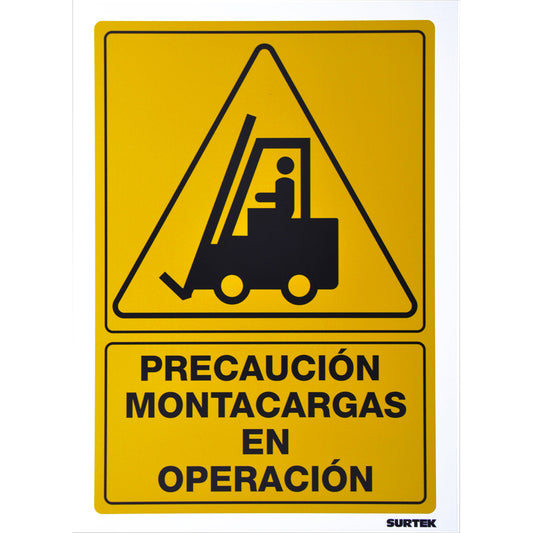 Paquete de 3 piezas de Señal "Precaución montacargas en operación" Surtek