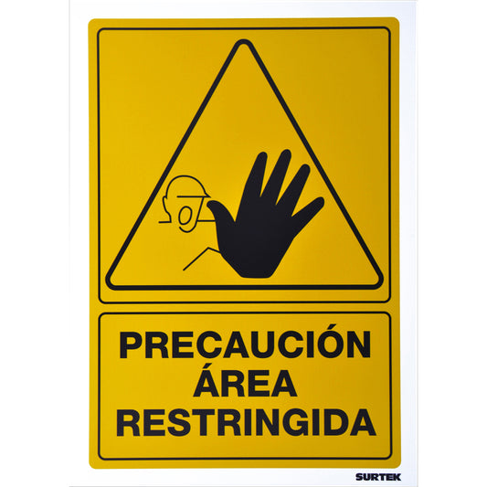Paquete de 3 piezas de Señal "Precaución área restringida" Surtek