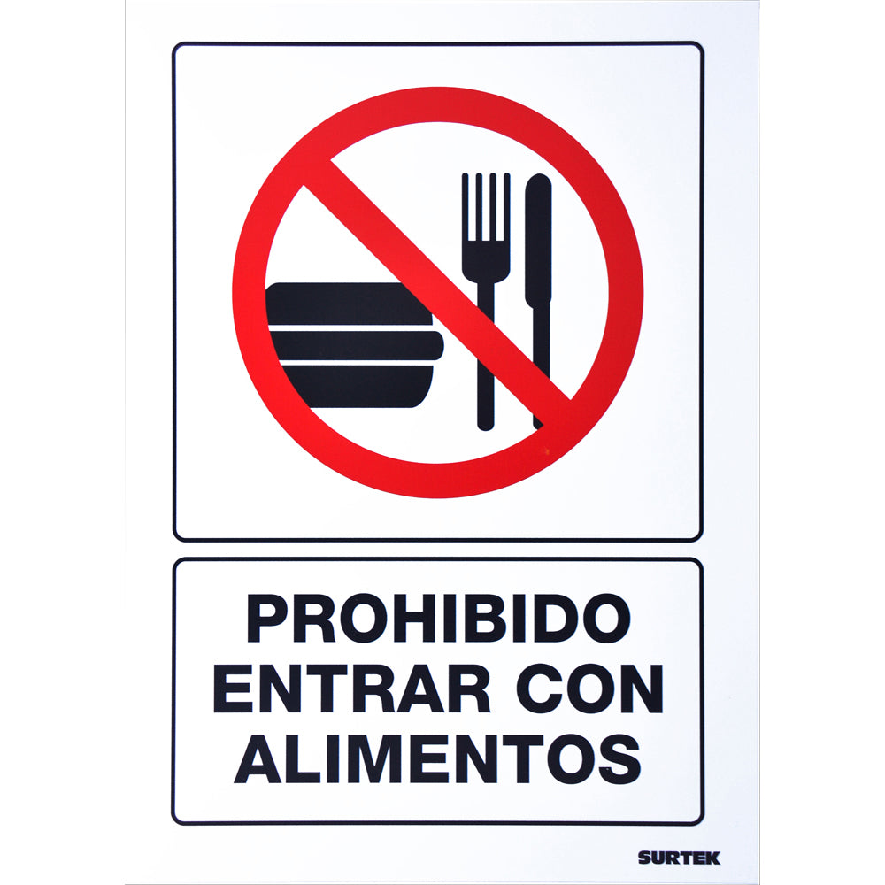 Paquete de 3 piezas de Señal "Prohibido entrar con alimentos" Surtek