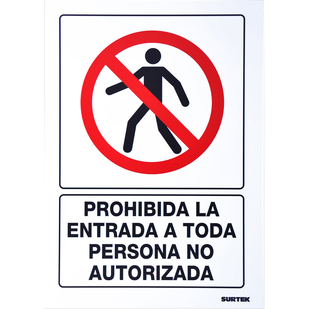 Paquete de 3 piezas de Señal "Prohibida la entrada a toda persona no autorizada" Surtek