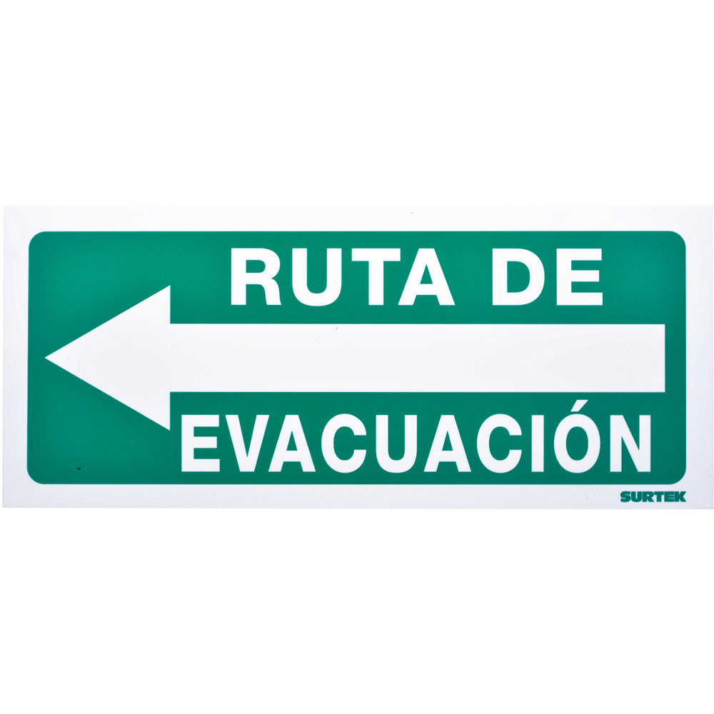 Paquete de 3 piezas de Señal "Ruta de evacuación" izquierda Surtek