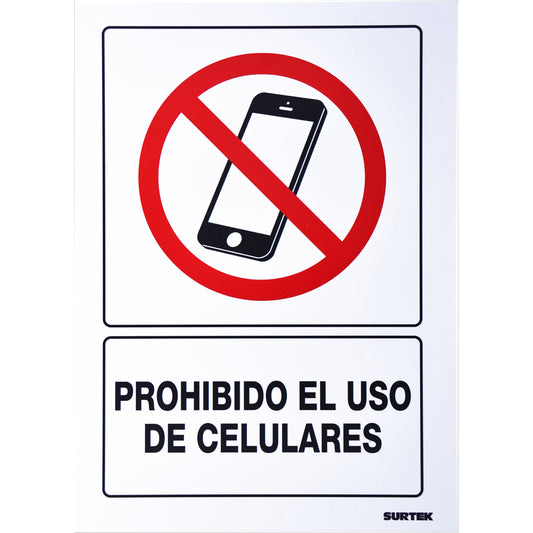 Paquete de 3 piezas de Señal "Prohibido el uso de celulares" Surtek