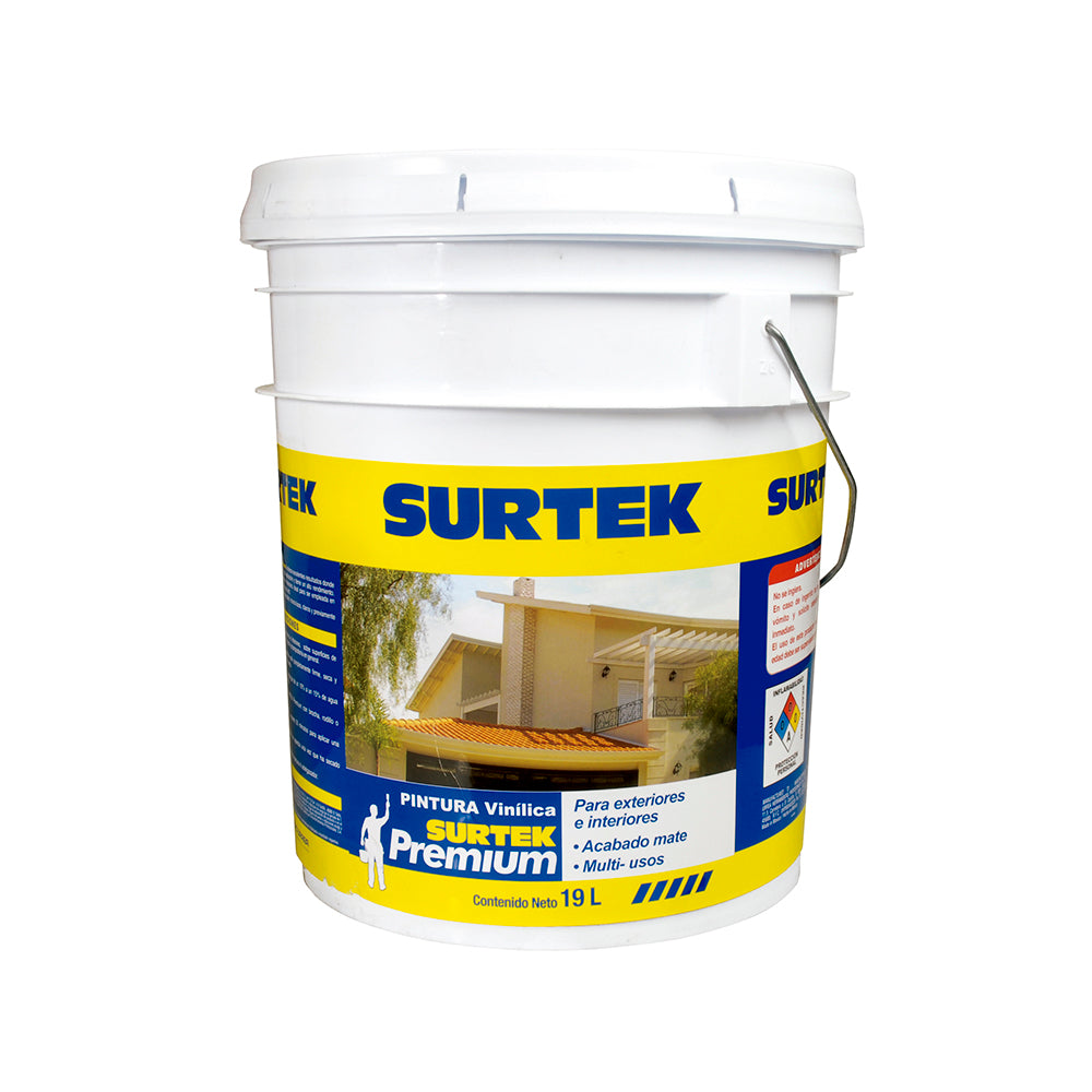 Cubeta de pintura vinílica premium 19 Lt color amarillo durazno Surtek