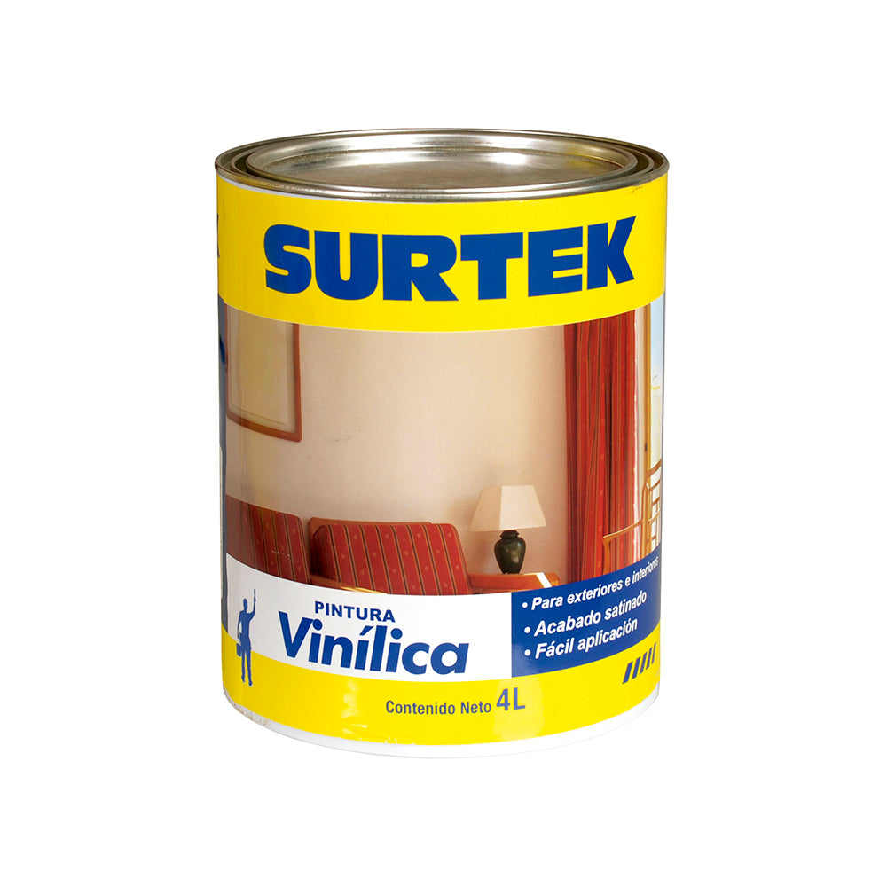 Paquete de 2 piezas de Cubeta de pintura vinílica 4 Lt color blanco Surtek