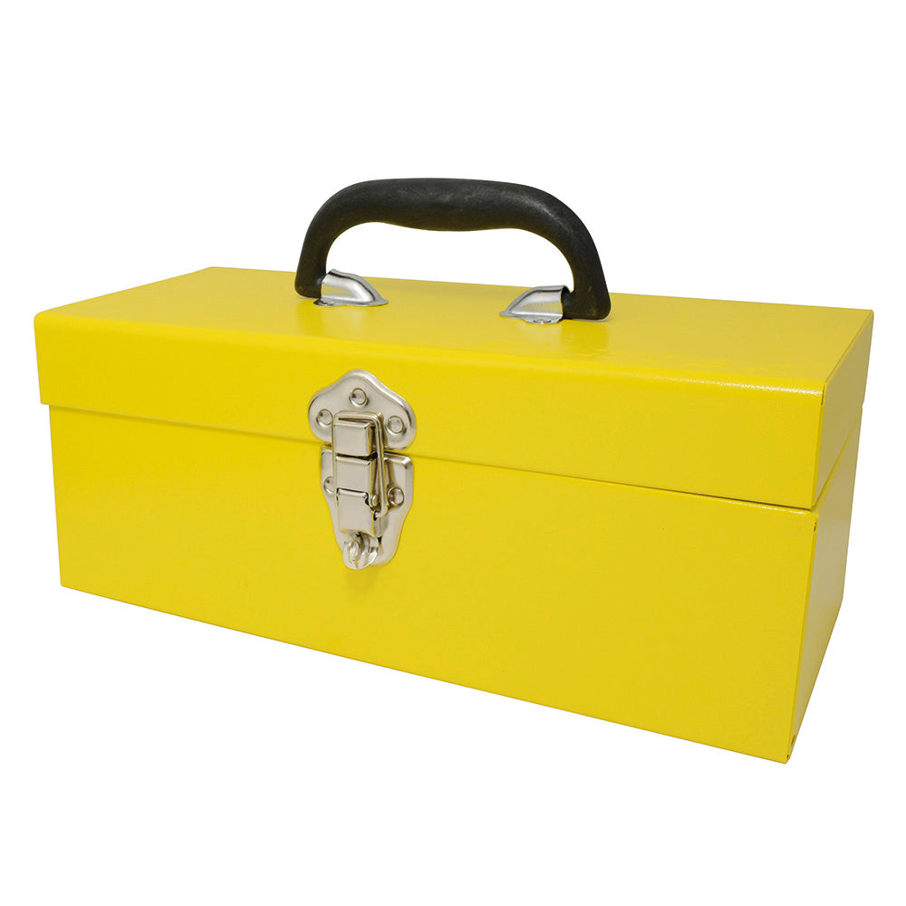 Caja portaherramientas metálica color amarillo 14" x 6" x 6" Surtek