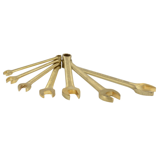 Juego de llaves combinadas de bronce-aluminio antichispa en pulgadas, 12 puntas, 7 piezas Urrea