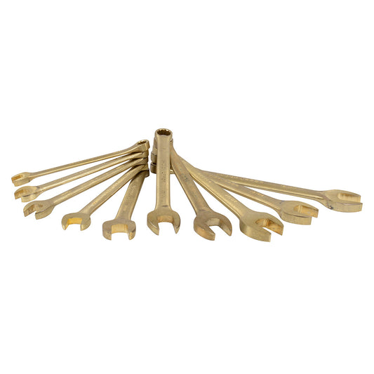 Juego de llaves combinadas de bronce-aluminio antichispa métricas, 12 puntas, 10 piezas Urrea